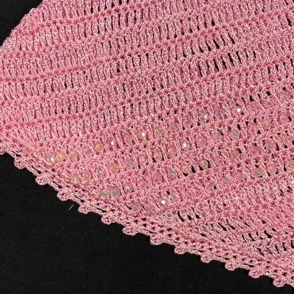 Baby Pink Y2K Beaded Crochet Strappy Tank Top - Picture 5 of 10